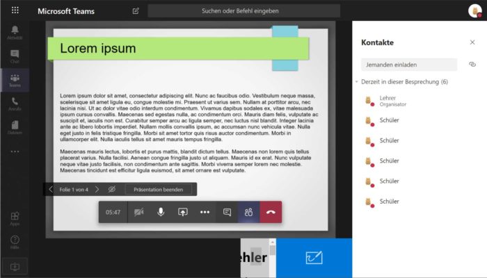 Präsentation über Teams